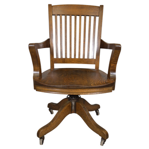 Antique Victorian Tiger Sawn Oak Swivel Tilt Office Chair #22322