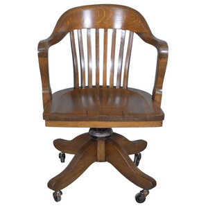 Oak Barrel Back Swivel Tilt Lawyers/Bankers Office Chair #22323