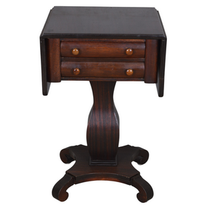 SOLD Antique Mahogany Empire Sewing Table, Drop Leaf Work Stand, 1910s
