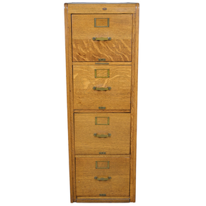 SOLD Antique Oak File Cabinet, 4-Drawer, Library Bureau Sole Makers