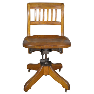 SOLD Antique Ladies Swivel Tilt Desk Chair, Maple, Adjustable Height, 1910s