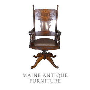 SOLD Antique Victorian Pressback Swivel Tilt Office Chair, Refinished, 1890s