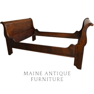 SOLD Empire Flame Mahogany Full Size Sleigh Bed 1850s Antique