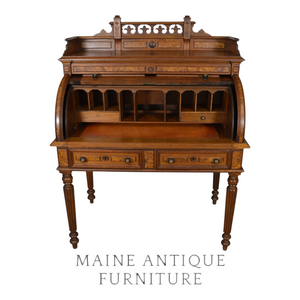 SOLD Antique Victorian Walnut Lady’s Cylinder Desk – 1880s
