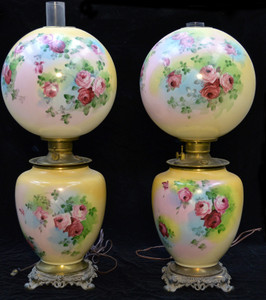 SOLD Pair of Rare Matching Jumbo Gone With The Wind Lamps