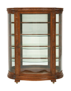 Antique Mahogany Serpentine China Cabinet – Horner Style, 1890s #22462