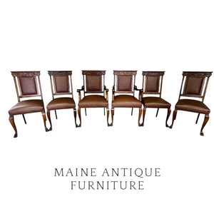 SOLD Set of 6 Antique Oak Dining Chairs, Claw Foot -Victorian Refinished