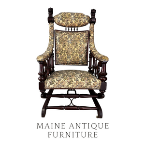 Victorian Hunzinger Rocker with Carved Lion Heads – 1880s #22476