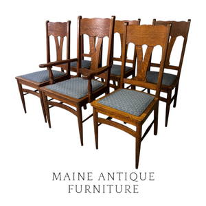 Set of 6 Antique Oak Dining Room Chairs – 1900s #22481