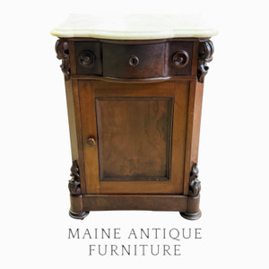 SOLD Early Victorian Walnut & Mahogany Marble-Top Half Commode