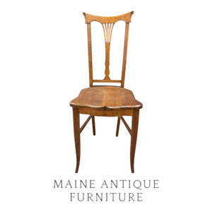 Victorian Petite Oak Ladies Desk Chair – Shield Back, Saddle Seat #22524