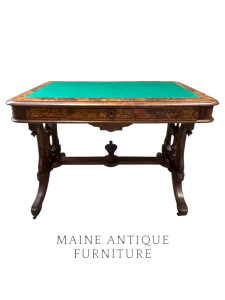 Victorian Burl Walnut Library Table – c. 1880s #22529