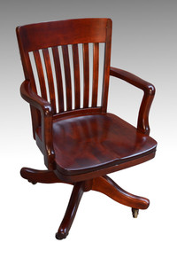 SOLD Antique Mahogany Bankers Lawyers Swivel Office Chair