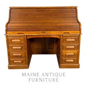 Antique 60” Quarter Sawn Oak Roll Top Desk Victorian Tambour Office Desk #22370