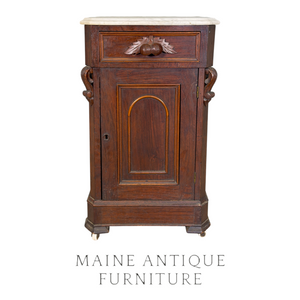 Victorian Marble Top Half Commode Nightstand – Original Finish – c.1880s #22563