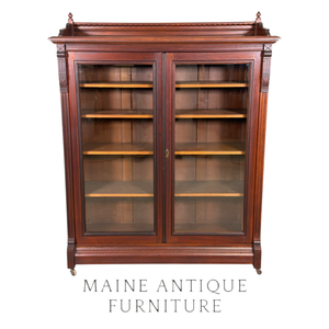 SOLD Victorian Walnut Two-Door Bookcase with Gallery Top – c.1890