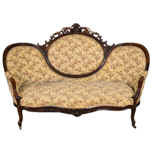 Antique Victorian Hand Carved Cameo Sofa #22586