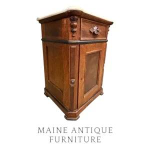 Antique Victorian Marble Top Half Commode - c. 1900s Nightstand #22592