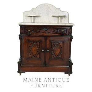 Victorian Marble Top Washstand / Commode – Black Walnut - c.1880 #22621