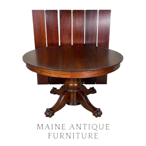 SOLD Antique Round Mahogany Banquet Table with 6 Leaves – c.1890
