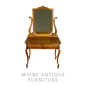 SOLD Antique Tiger Oak Ladies’ Vanity with Adjustable Mirror, c.1900