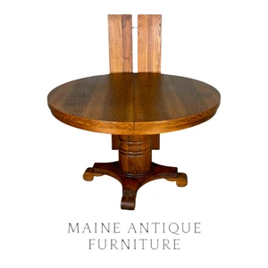 Antique Dining Table, Oak, Empire Style, Extension, Round, c. 1910 #22682