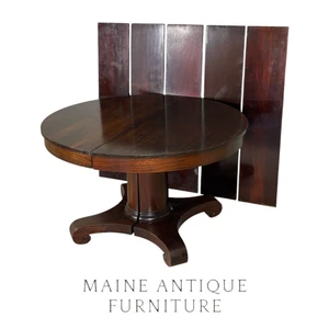 Antique Dining Table, Solid Mahogany, Empire Style, Round, Extendable #22679