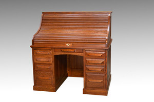 SOLD Antique Victorian Oak Roll Top Desk by Cutler