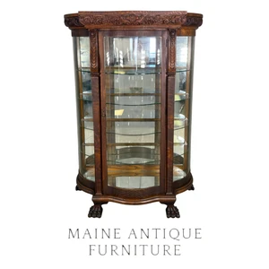 Antique China Cabinet, Victorian, Serpentine Glass, Horner Style #22661