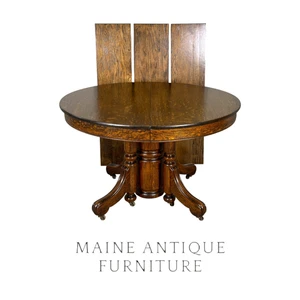Antique Victorian Quarter-Sawn Oak Three-Leaf Extension Dining Table #22652