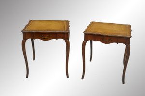 SOLD Pair of French Provincial Leather Top End Tables