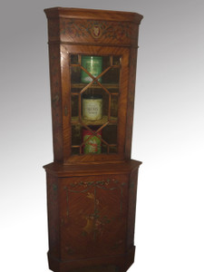 SOLD Decorated Period Corner Cupboard