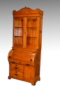 SOLD Oak Cylinder Secretary Desk