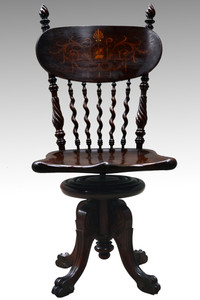 SOLD Victorian Inlaid Piano Chair Ladies Desk Chair