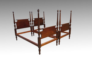 SOLD Pair of Solid Mahogany Pineapple Twin Size Poster Beds