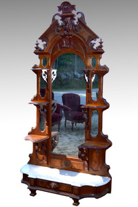 SOLD Victorian Civil War Walnut Marble Top Étagère - 1860s!