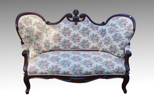 SOLD Victorian Sofa with Carved Head