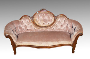 SOLD Victorian Cameo Back Grape Carved Sofa- Civil War