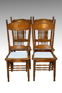 SOLD Antique Set of 4 Larkin #1 Press Back Chairs
