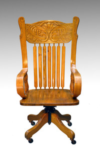 SOLD  Antique Victorian Carved Lawyer's Banker's Office Chair