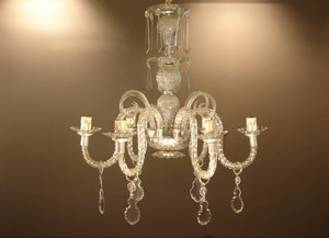 SOLD Hanging Glass Chandelier Light Fixture