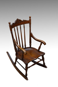 SOLD Antique Victorian Oak Children's Pressback Rocker
