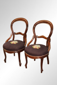 SOLD Antique Pair of Victorian Needlepoint Lady’s Chairs