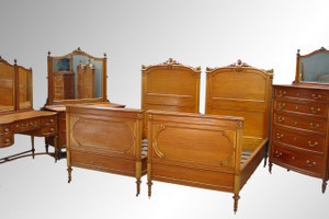 SOLD Antique Victorian Twin Beds/King Size Bed Nouveau Style Bedroom Set