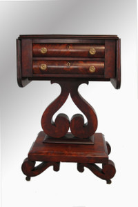 SOLD Antique Period Empire Double-drawer Drop Leaf Work Stand