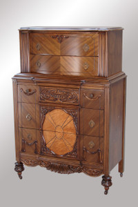 SOLD Carved Deco Tall Chest- Fancy