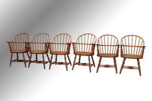 SOLD Antique Set of Six Oak Firehouse Windsor Chairs