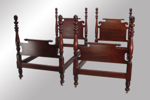 SOLD Gorgeous High Quality Pair of Poster Twin Beds by Berkey and Gay
