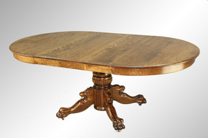 SOLD Antique Round Oak Claw Foot Lion Head Dining Table