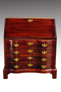 SOLD Mahogany Slant Top Governor Winthrop Secretary Desk-Rare Bracket Foot Base